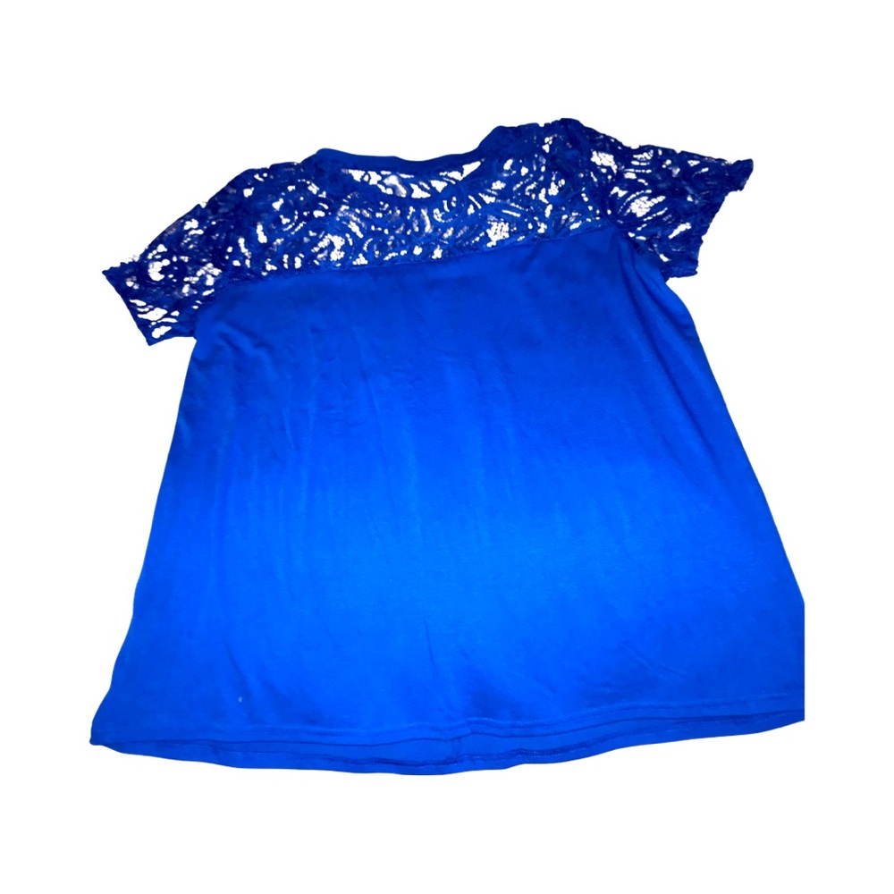 🌷Blue Shirt with Lace Top 2XL